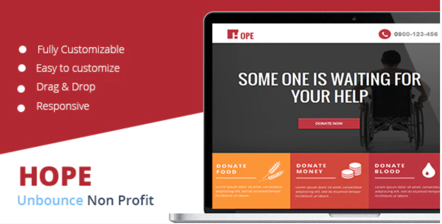 Hope – Non Profit Unbounce Landing page — Theme by Themeforest