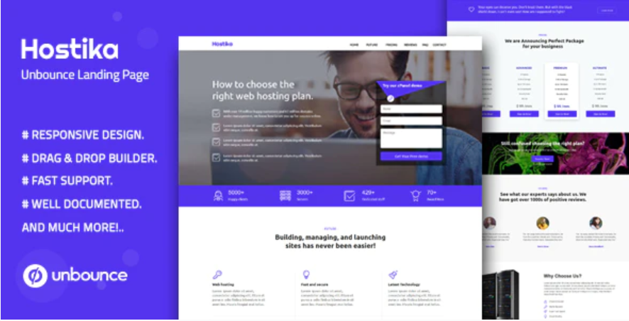 Hostika — Unbounce Landing Page Template — Theme by Themeforest