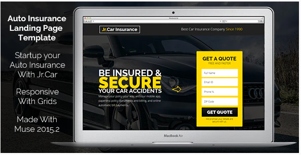 Jr. Auto Insurance Landing Page – Responsive Muse Template — Theme by Themeforest
