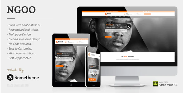 NGOO – Charity, Non-profit, and Fundraising Muse Template — Theme by Themeforest
