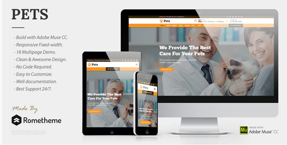 PETS – Pet Care, Shop, and Veterinary Muse Template — Theme by Themeforest