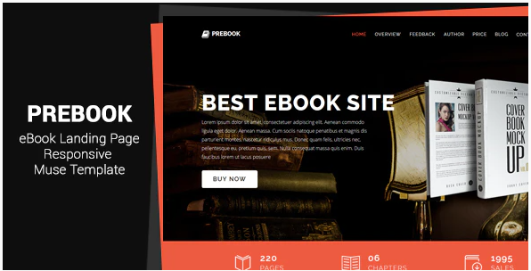 Prebook – eBook Landing Page Responsive Adobe Muse Template — Theme by Themeforest