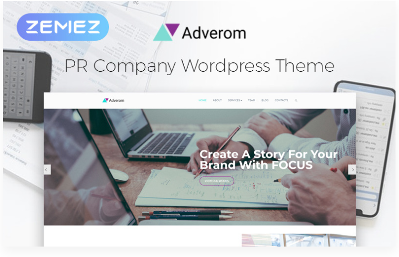 Adverom - PR Company Multipurpose Modern Elementor WordPress Theme