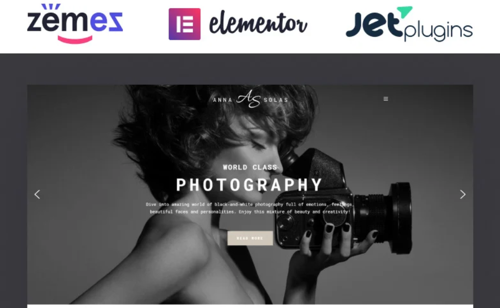 Anna Solas - Photographer Portfolio WordPress Theme