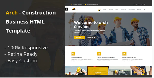 Arch- Construction, Building And Business HTML Template