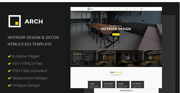 Interior Design, Architecture HTML5 Templale