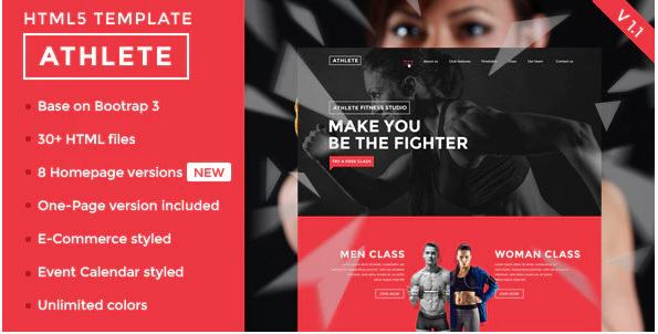 Athlete - Fitness, Gym and Sport HTML template