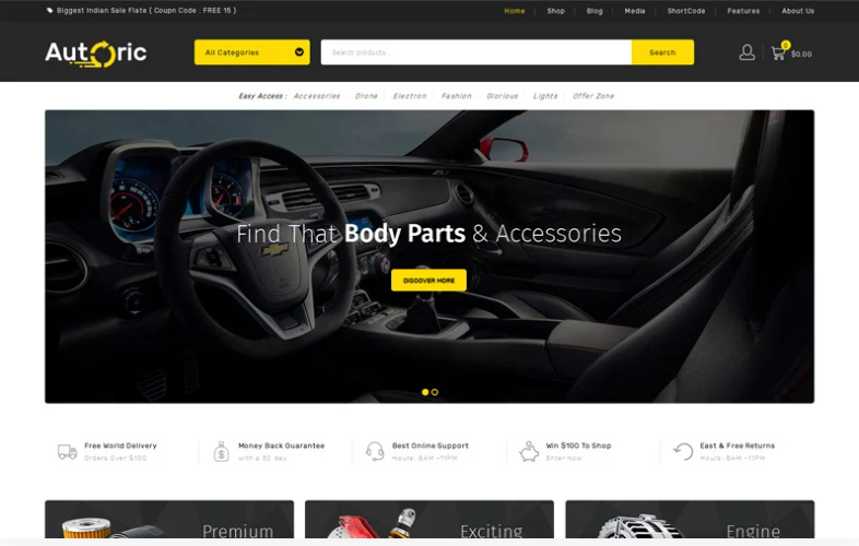 Autoric - Spare Parts Store WooCommerce Theme