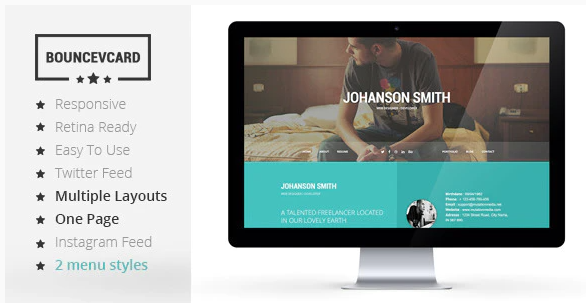 BOUNCE - Responsive One Page Vcard Template