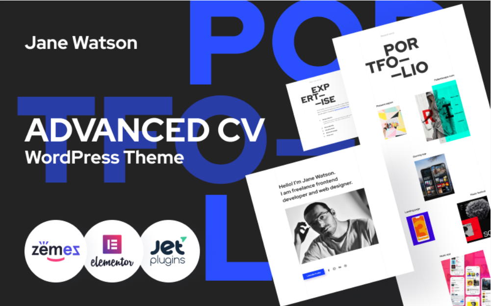 Jane Watson - Advanced And Reliable CV WordPress Theme