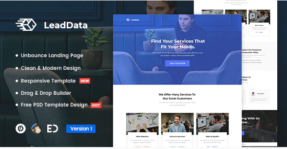 LeadData – Lead Generation Unbounce Landing Page Template — Theme by Themeforest