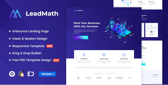LeadMath – Lead Generation Unbounce Landing Page Template — Theme by Themeforest