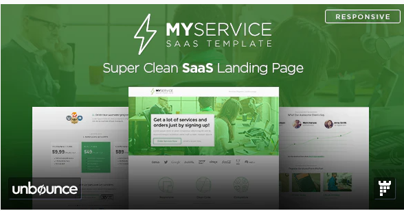 MYSERVICE – SaaS Product Unbounce Landing Page Template — Theme by Themeforest