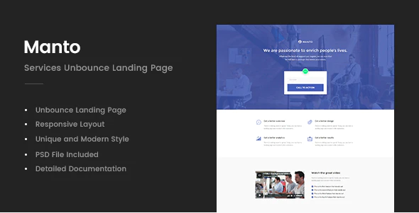 Manto – Services Unbounce Landing Page — Theme by Themeforest