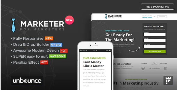Marketer – Premium Marketing Unbounce Template — Theme by Themeforest