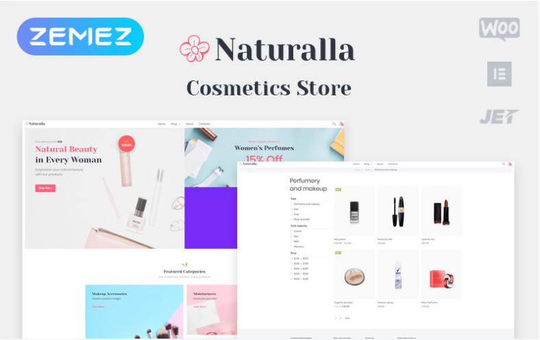 Naturalla - Cosmetics ECommerce Modern Elementor WooCommerce Theme