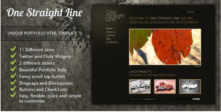 One Straight Line - unique portfolio template
