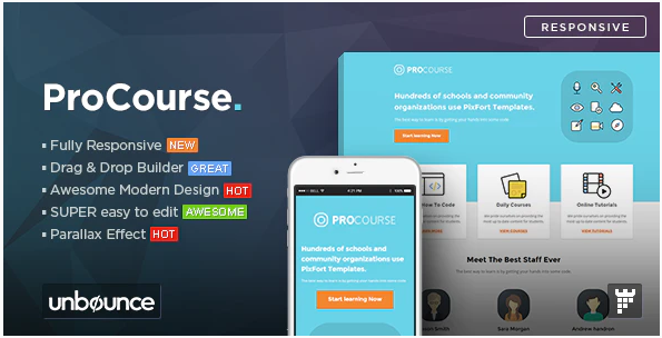 ProCourse – Unbounce eCourse Landing Page Template — Theme by Themeforest