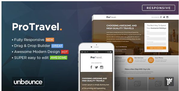 ProTravel – Travel Agency Unbounce Template — Theme by Themeforest