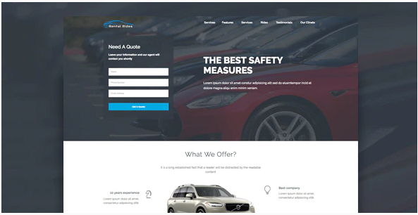 Rental Rides Unbounce Landing Page — Theme by Themeforest