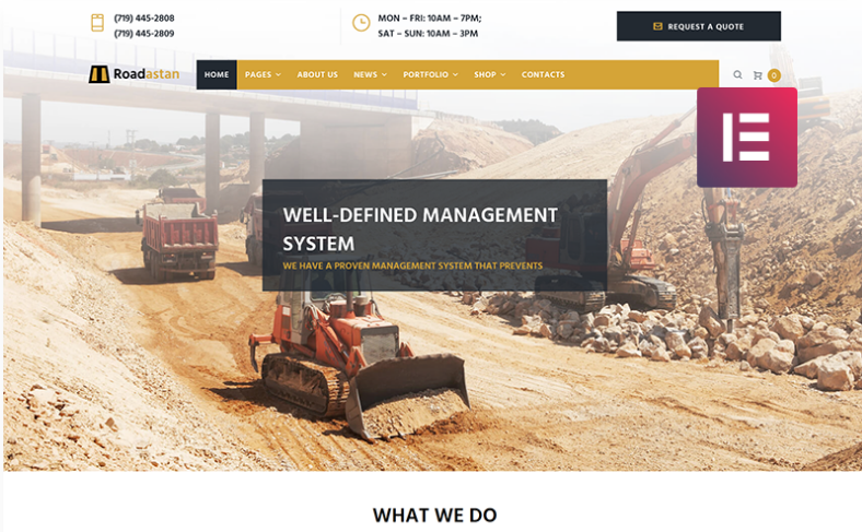 Roadastan - Road Construction Elementor WordPress Theme