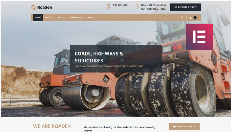 Product Image - Roaden – Road Construction Elementor WordPress Theme