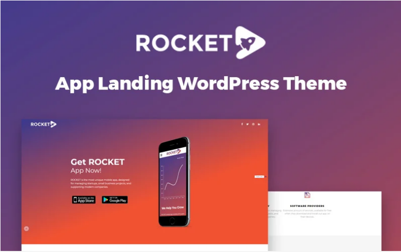 Rocket - Mobile App Landing Page WordPress Theme