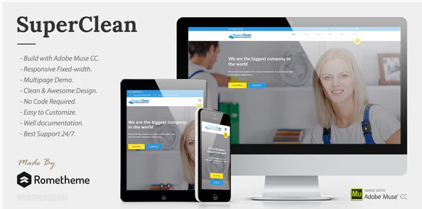 Super Clean – Cleaning Services Muse Template — Theme by Themeforest