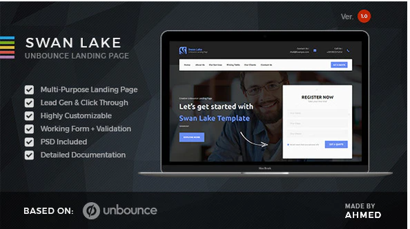 Swan Lake – Marketing Unbounce Template — Theme by Themeforest