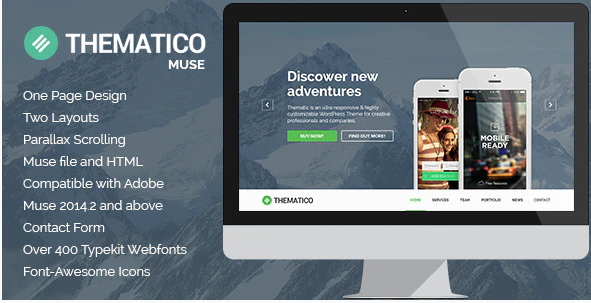 Thematico – One Page MUSE Template — Theme by Themeforest