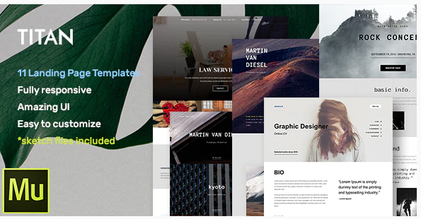 Titan – Responsive Muse Templates for Landing Page + Gallery Widgets