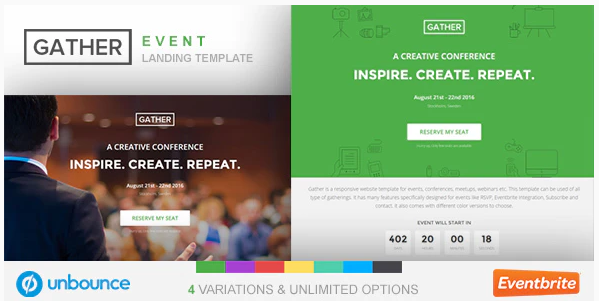 Unbounce Event Landing Page Template – Gather — Theme by Themeforest
