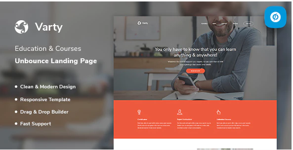 Varty – Education & Course Unbounce Landing Page Template — Theme by Themeforest