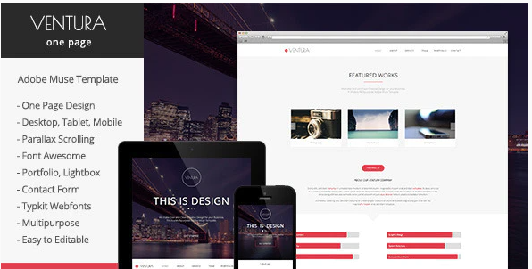Ventura – Parallax One Page Muse Template — Theme by Themeforest