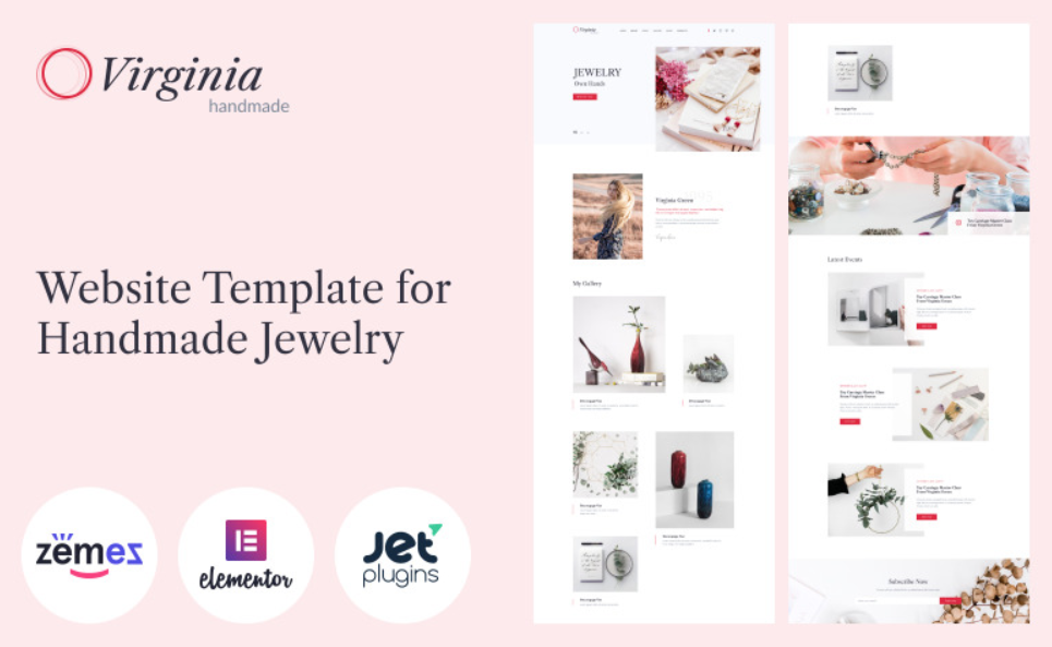 Virginia - Website Template for Handmade Jewelry with Elementor Builder WordPress Theme