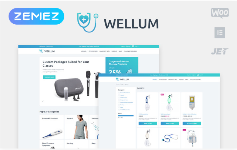 Wellum - Medical ECommerce Classic Elementor WooCommerce Theme