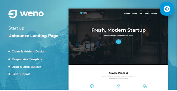 Weno – Startup Unbounce Landing Page Template — Theme by Themeforest
