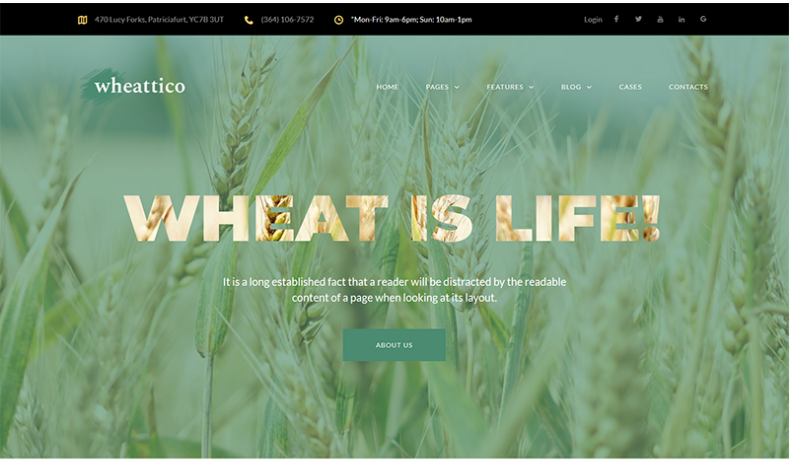 Wheattico - Crop Farm Responsive WordPress Theme