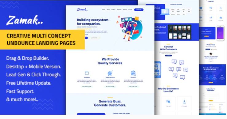 Zamak – Responsive Unbounce Landing Page Template — Theme by Themeforest