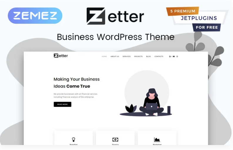 Zetter - Business Multipurpose Black&White Elementor WordPress Theme
