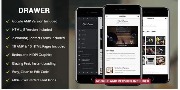 Drawer Mobile & Google AMP Template