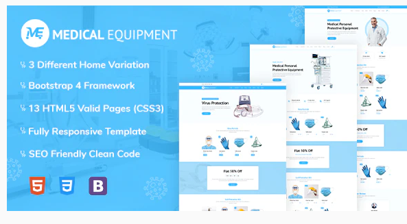 Medical Equipment - PPE Kit Reseponsive HTML Template