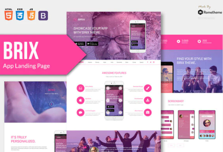 BRIX - Mobile App landing page HTML Template