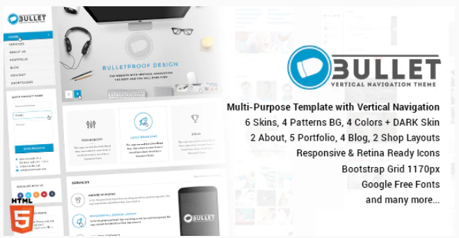 Bullet - Multipurpose Vertical Menu HTML Template