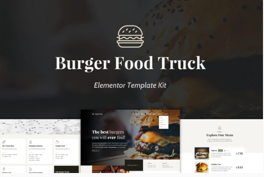 Burger Food Truck - Popup Restaurant Elementor Template Kit