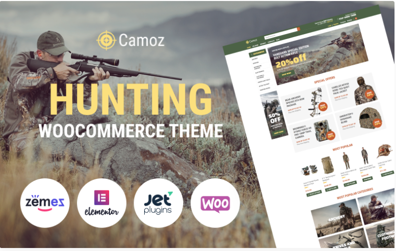 Camoz - Hunting ECommerce Classic Elementor WooCommerce Theme