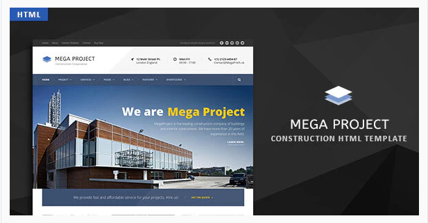 Mega Project - Construction HTML Template