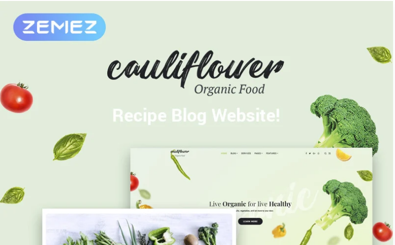 Cauliflower - Organic Food Blog Elementor WordPress Theme