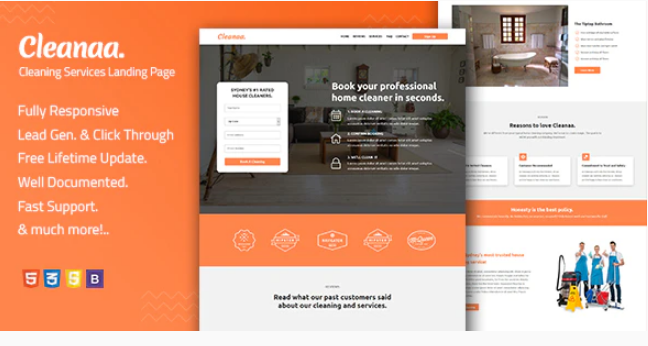 Cleanaa — Cleaning Services Landing Page Template — Website Template by ThemeForest