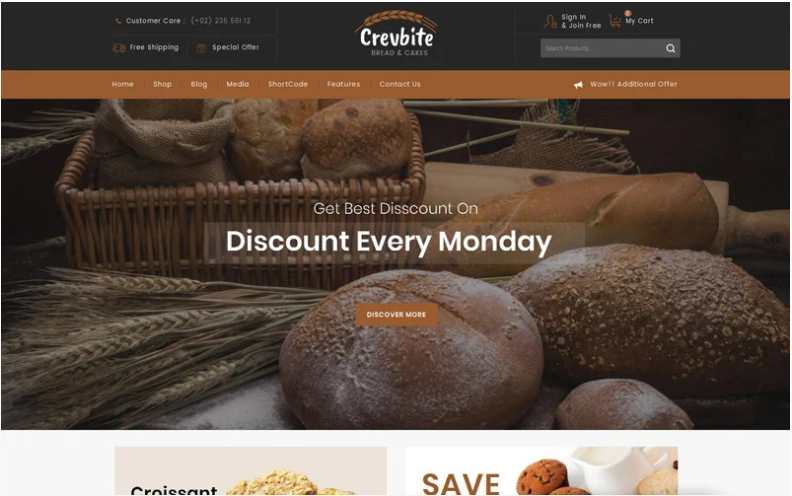 Crevbite - Bakery & Chocolate Store WooCommerce Theme